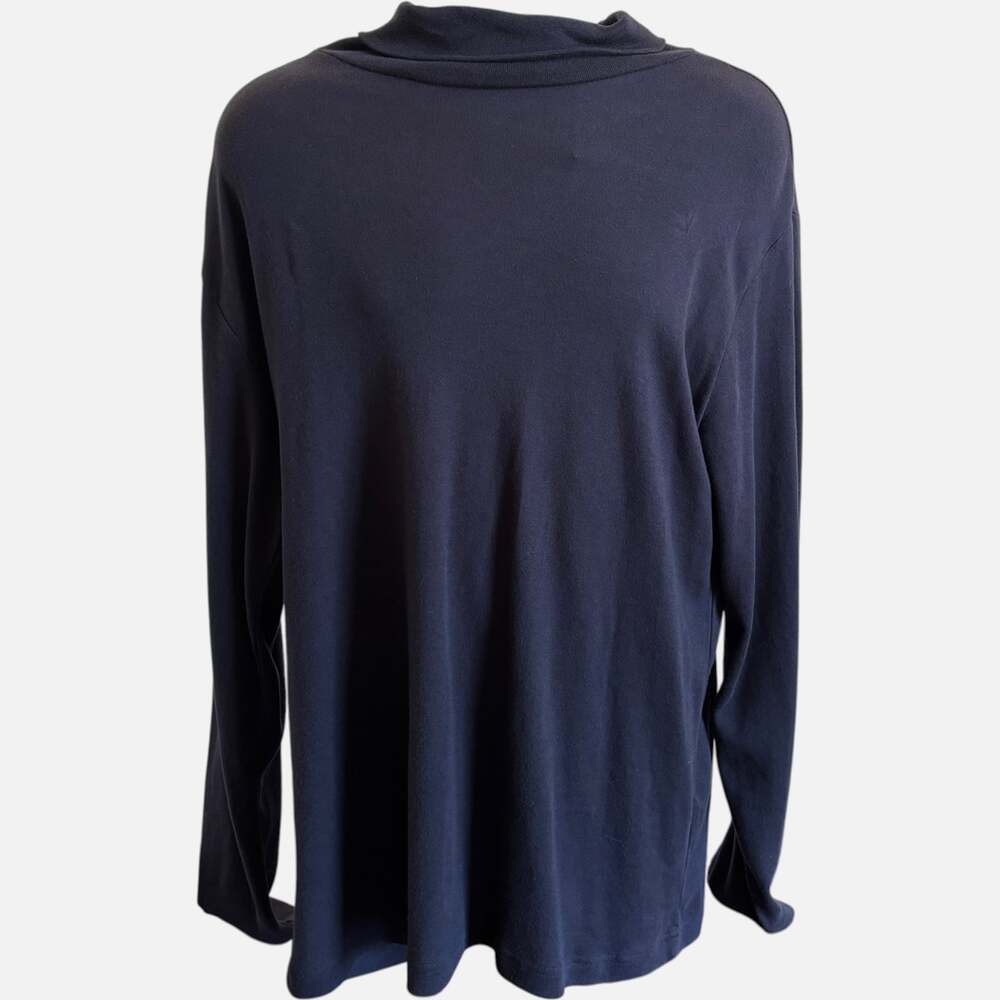 Trader Bay L Minimalist Mock Neck Long Sleeve Top Blue Relaxed Fit